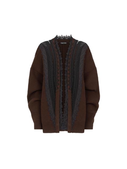 TOM FORD SCULPTURAL CARDIGAN WITH LAYERED V-NECK INSERT
