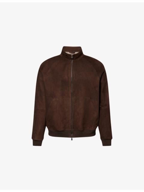 CORNELIANI Funnel-Neck Zip-Up Suede Jacket