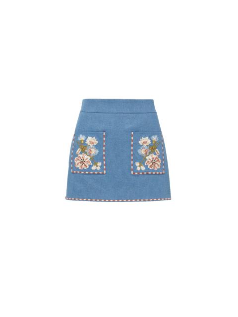 VERONICA BEARD PALLAS EMBROIDERED MINI SKIRT