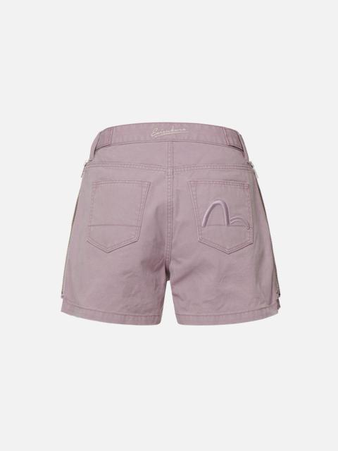 EVISU Pigment-dyed Shorts with Side Zippers