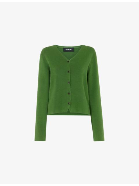 WHISTLES V-Neck Regular-Fit Stretch Cotton-Blend Cardigan