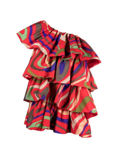 PUCCI Marmo-print ruffled minidress