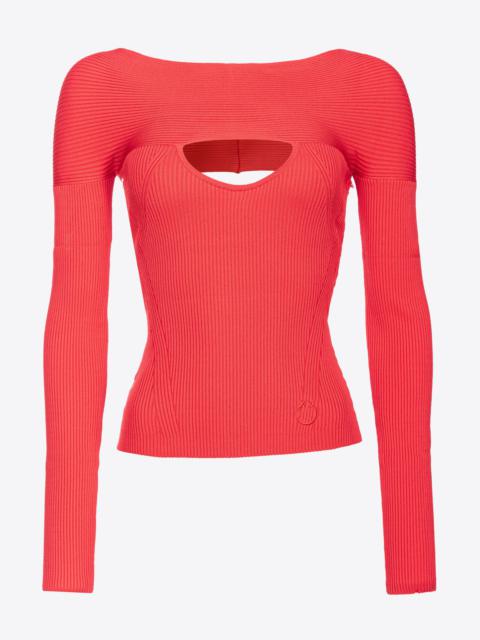 PINKO RIBBED SWEATER WITH CUT-OUT
