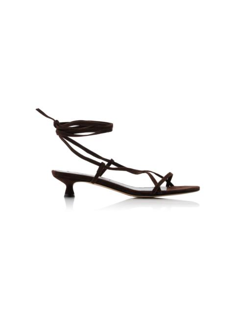 Aeyde Paige Lace-Up Suede Sandals brown