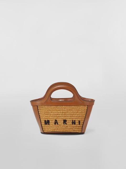 MICRO TROPICALIA BAG IN LEATHER AND RAFFIA WITH SHOULDER STRAP