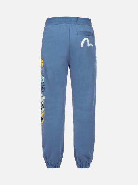 EVISU GRAFFITI DARUMA AND LOGO PRINT SWEATPANTS