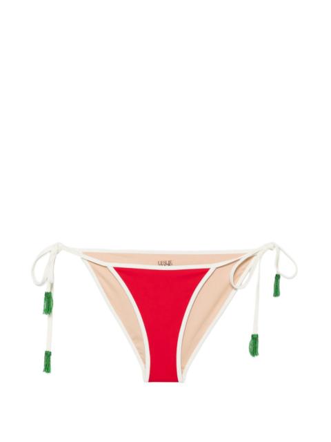 LESLIE AMON Watermelon Slice beaded-tassel bikini bottoms