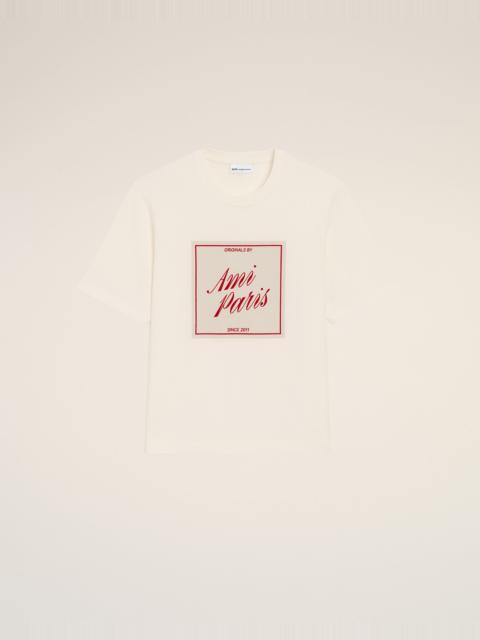 AMI Paris WHITE COTTON AMI PARIS HERITAGE PRINT T-SHIRT