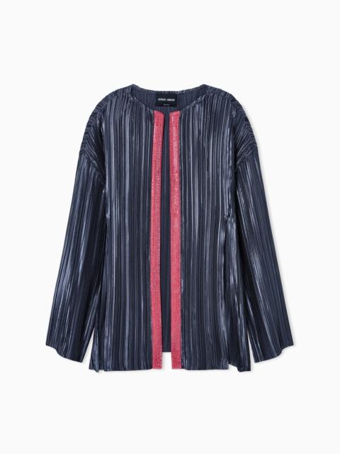 GIORGIO ARMANI SINGLE-BREASTED JACKET IN PLEATED FABRIC WITH RHINESTONES