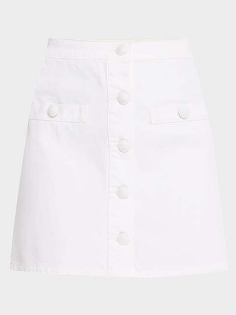 L'AGENCE Kris Button-Front Denim Mini Skirt