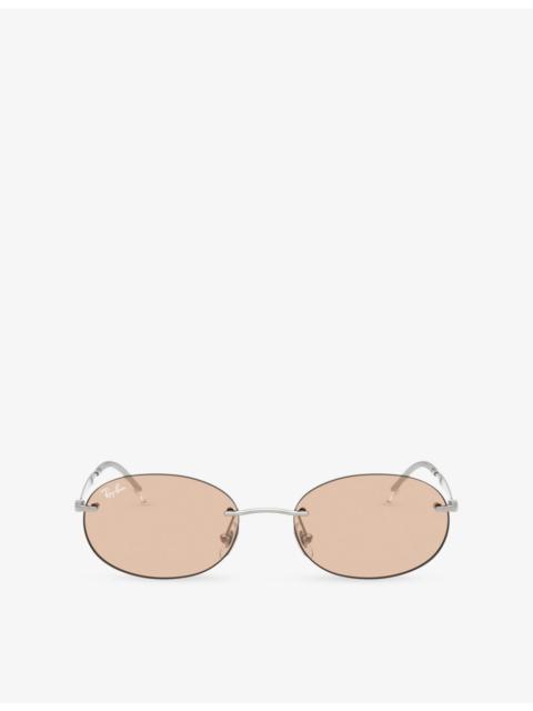 Ray-Ban RB3767 Oval-Frame Metal Sunglasses