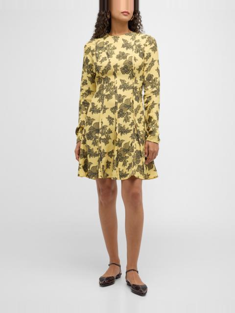 ULLA JOHNSON Juliette Floral Long-Sleeve Mini Dress