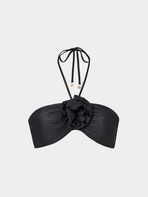 MILLY Floral Applique Halter Bikini Top