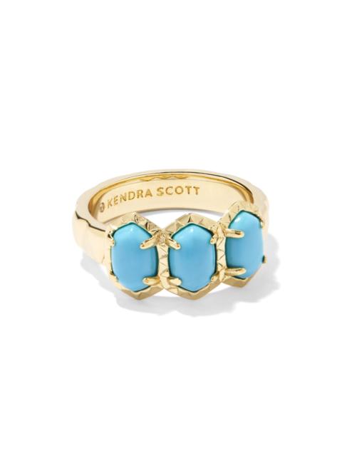 KENDRA SCOTT Daphne Gold Band Ring in Variegated Turquoise Magnesite