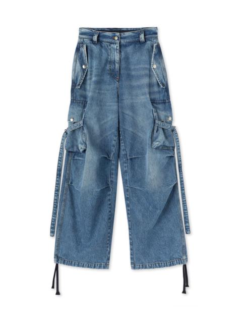 MSGM Cargo trousers with "Light Blue Washed Denim" workmanship