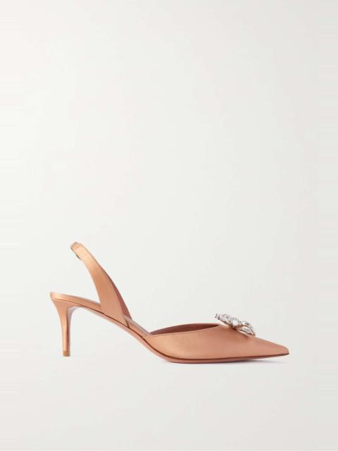 Amina Muaddi Rosie crystal-embellished satin slingback pumps