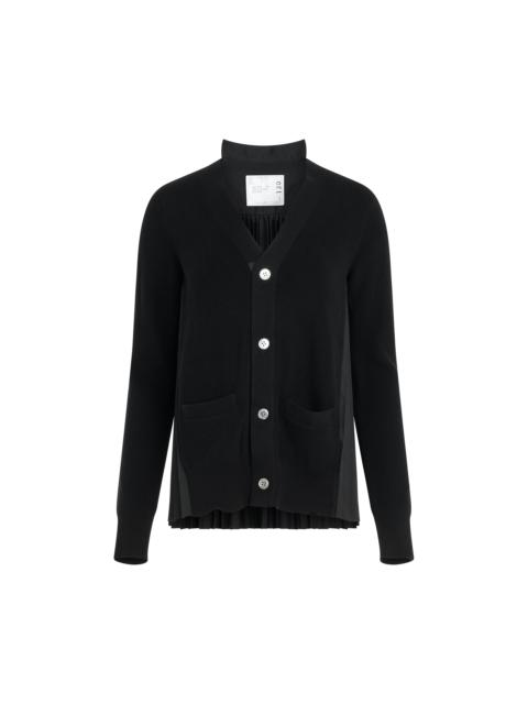 sacai Cotton Knit Cardigan in Black