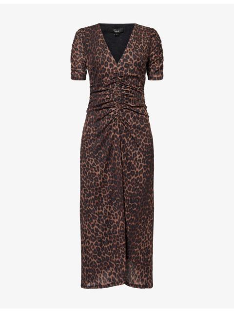 Rails Beacon Animal-Print V-Neck Woven Midi Dress