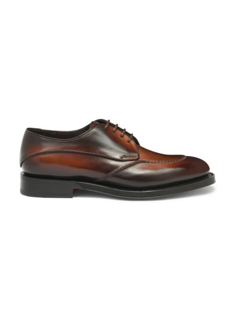 Santoni Men's dark brown leather Derby shoe