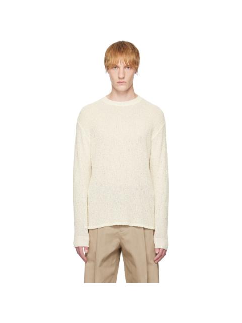 YOKE Off-White Cotton Sheer Sweater