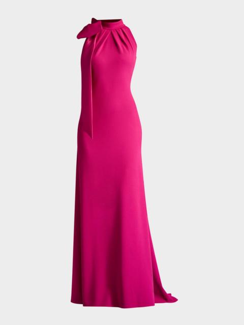 TADASHI SHOJI Sleeveless Mock-Neck Bow Gown