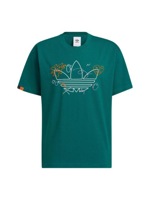 adidas originals Cartoon Pattern Logo Sports Round Neck Short Sleeve Green HR6461