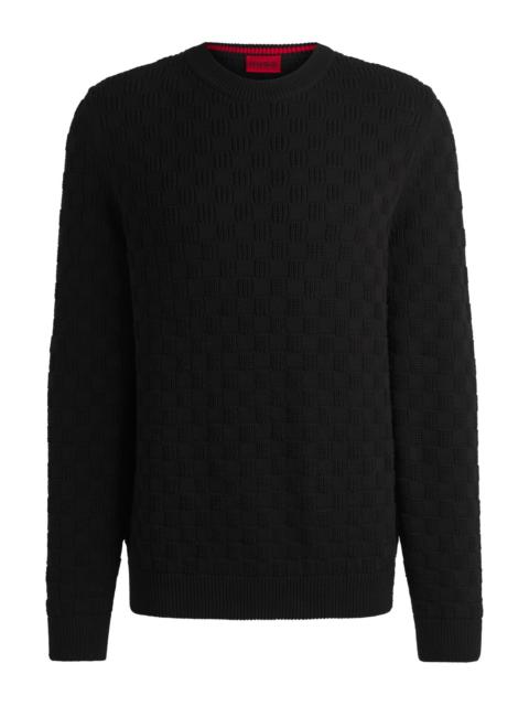 HUGO COTTON RELAXED-FIT SWEATER WITH JACQUARD PATTERN
