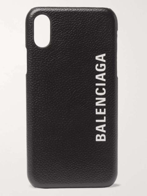 BALENCIAGA Logo-Print Full-Grain Leather iPhone X Case