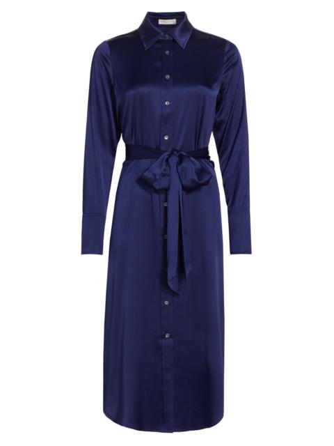 RAMY BROOK Women's Victoria Stretch Silk Tie-Waist Shirtdress - Navy