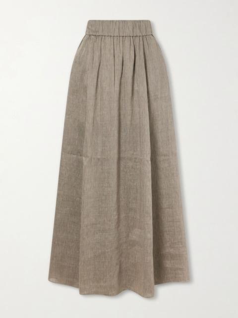 cortana Aria striped linen and silk-blend maxi skirt Gray