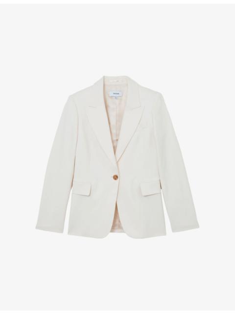 REISS Malin Peak-Lapel Single-Breasted Woven Blazer
