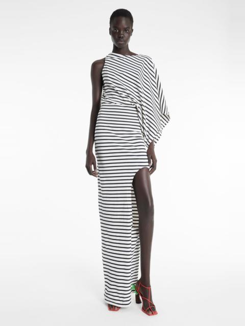 A.W.A.K.E. MODE JERSEY DRESS WITH PENCIL SKIRT ECRU NAVY