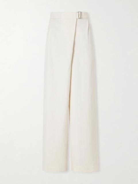 Brunello Cucinelli Belted Pleated Twill Wide-leg Pants