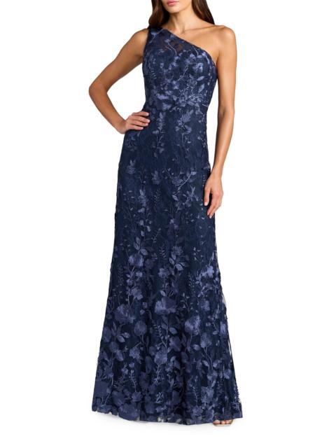 MAC DUGGAL Women's One-Shoulder Floral Embroidered Gown - Midnight Multi