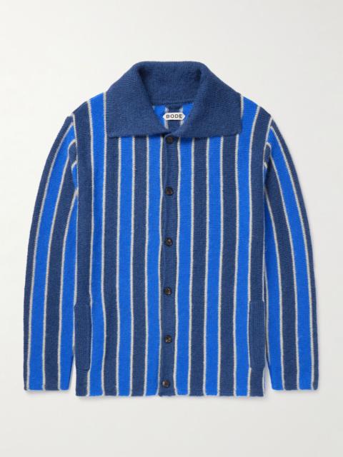 BODE Striped Superkid Mohair-Blend Cardigan Blue