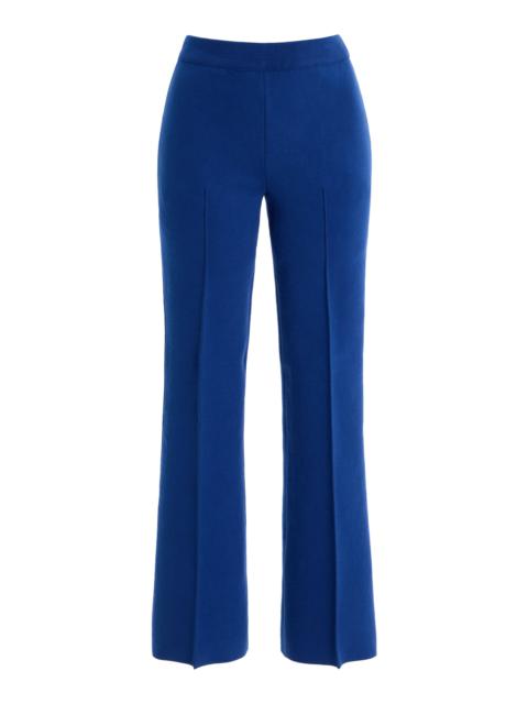 HIGH SPORT Stretch-Cotton Knit Cropped Flared Pants navy