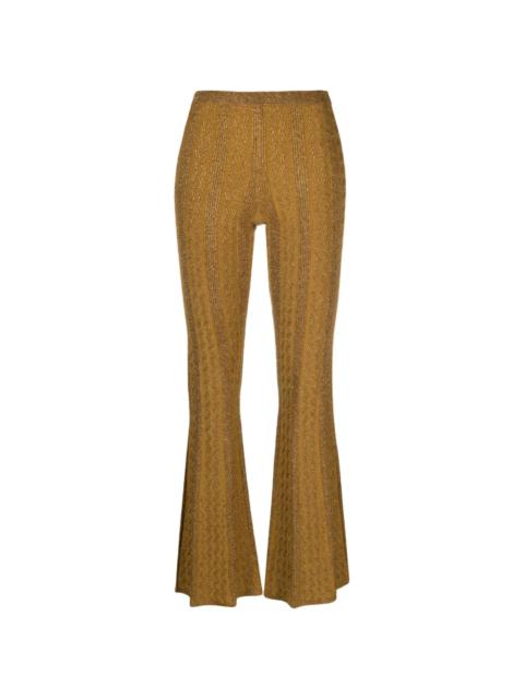zigzag lurex flared trousers