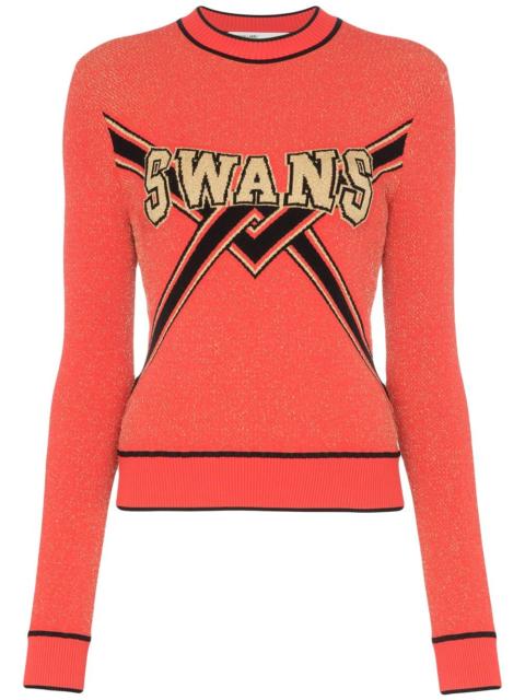 Off-White Swans intarsia lurex sweater