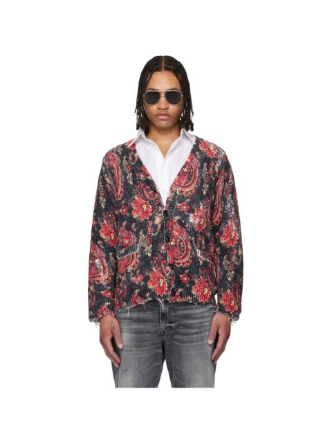 R13 Black & Red Printed Boyfriend Cardigan