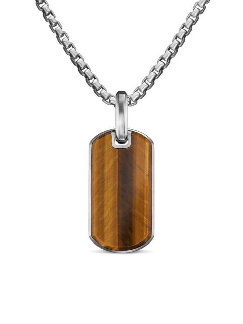 DAVID YURMAN Men's Chevron Tag in Sterling Silver - Tigers Eye