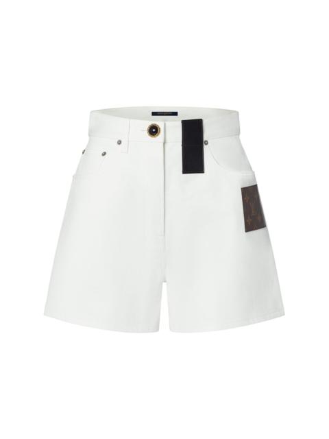 Louis Vuitton White Monogram Patch Denim Shorts