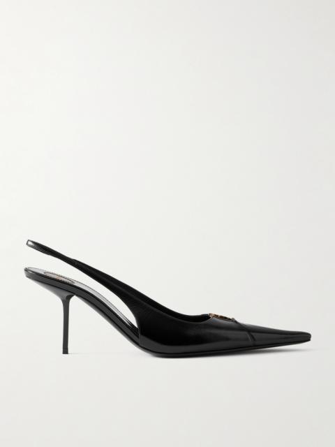 SAINT LAURENT Babylone Embellished Glossed-leather Slingback Pumps