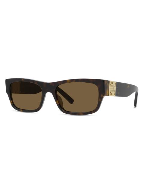Givenchy Men's 4G 56MM Rectangular Sunglasses - Dark Havana Roviex