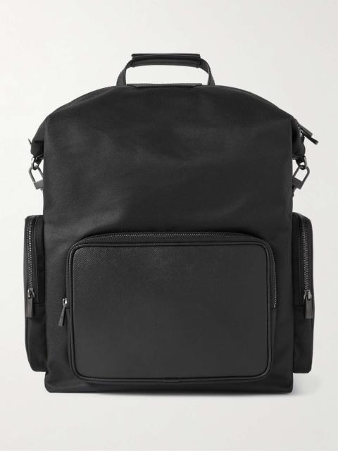 Serapian Evoluzione Full-Grain Leather-Trimmed Twill Backpack