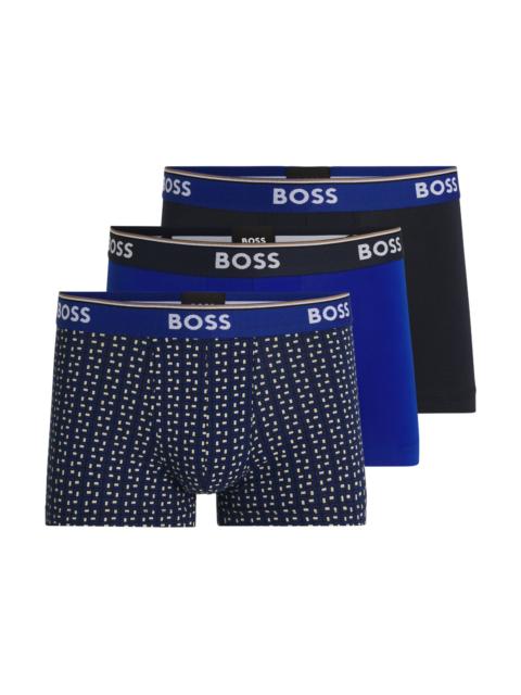 BOSS THREE-PACK OF STRETCH-COTTON TRUNKS WITH LOGO WAISTBAND