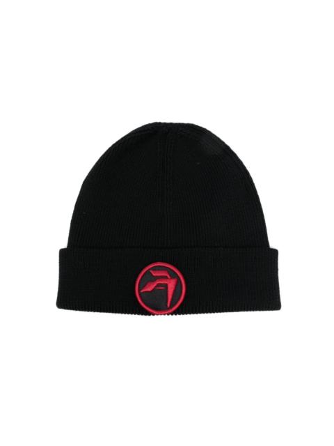 logo-patch wool beanie