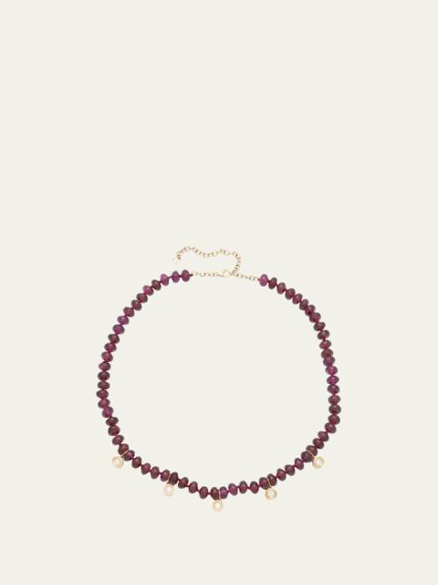 SYDNEY EVAN 14K Yellow Gold Rhodolite Bezel Necklace with Diamonds