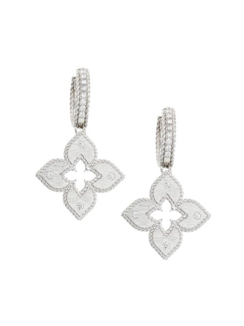 ROBERTO COIN Women's Venetian Princess 18K White Gold & 0.23 TCW Diamond Huggie Drop Earrings - White Gold