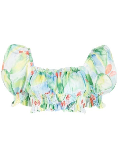 Charo Ruiz graphic-print ruffled crop top