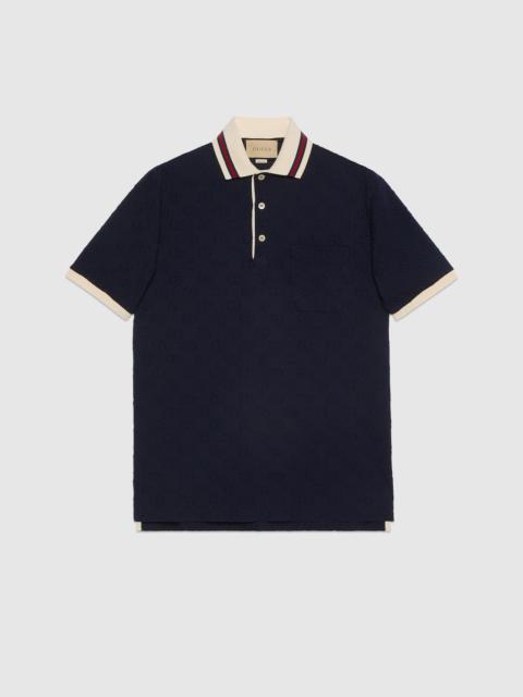GUCCI Cotton polo shirt with GG embroidery